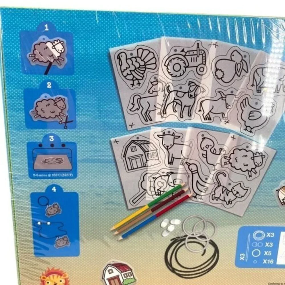 Magnetic Book and Farm Animals Shrinkies Activity Sets New